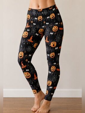 Worn Once! Halloween Pumpkin Print Leggings Size Large